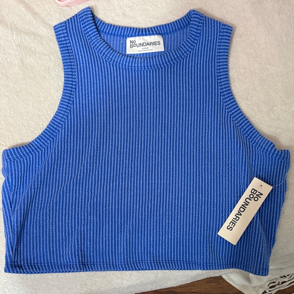 No Boundaries Vibrant Blue Ribbed Crop Top